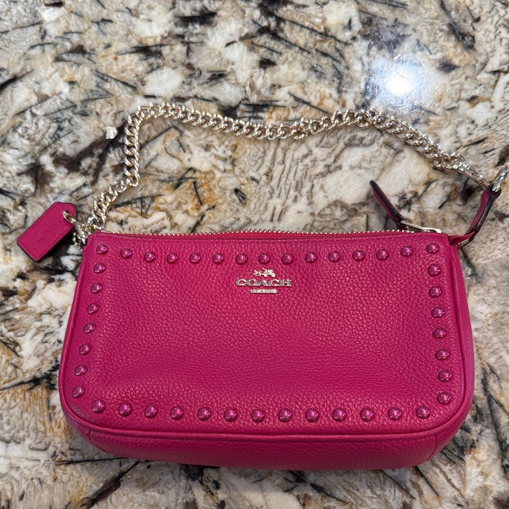 Coach Fuchsia Studded Wristlet